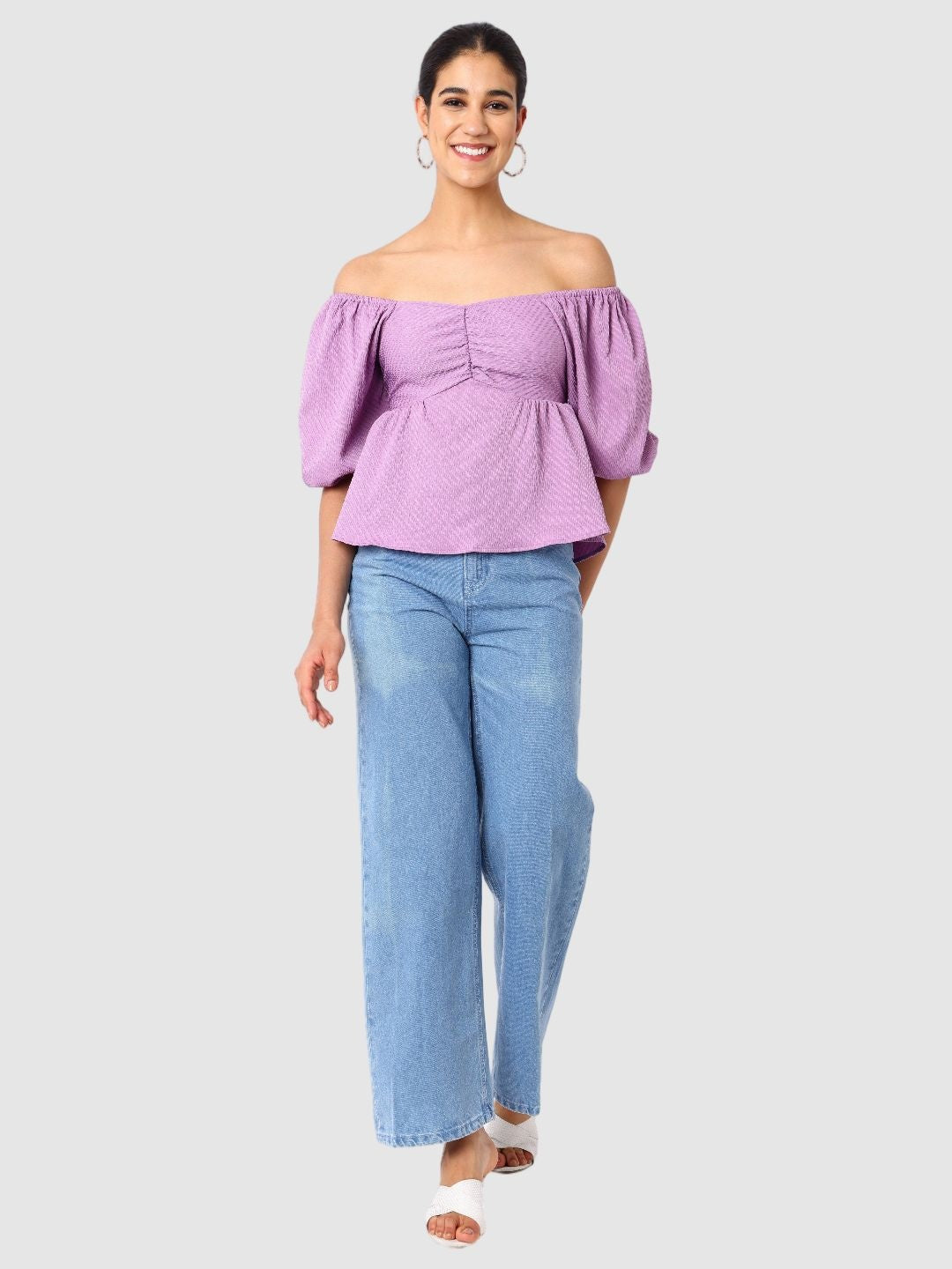 Women's Regular Fit Textured Designer Back Top