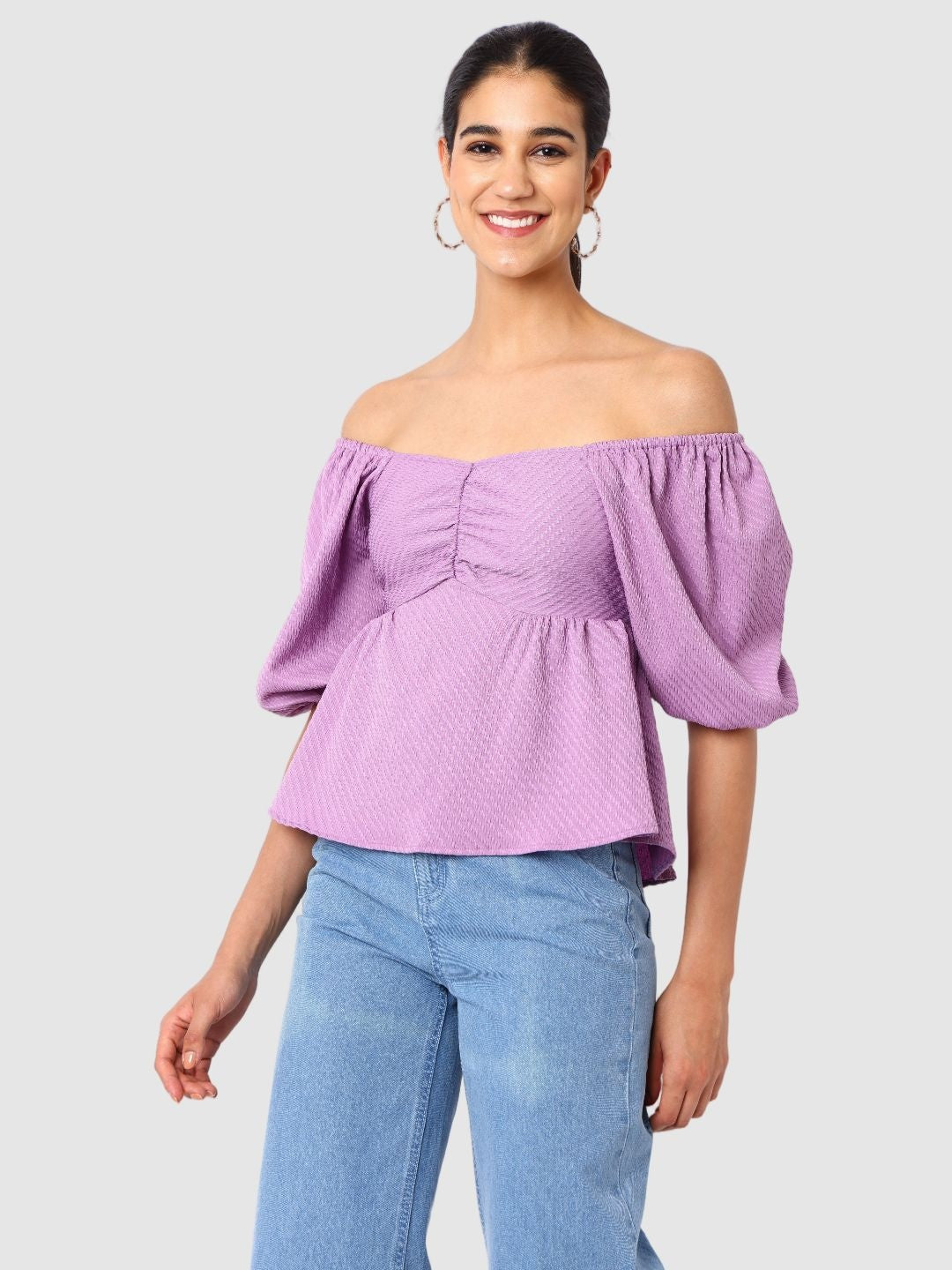 Women's Regular Fit Textured Designer Back Top