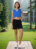 Women's Blue Textured Crop Top