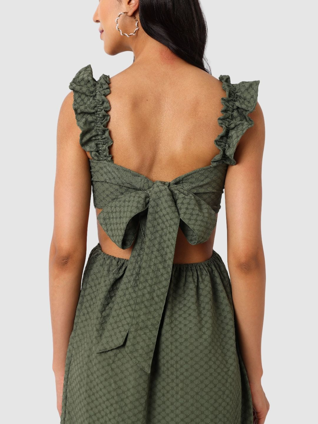 Women's Fit and Flared Textured Maxi Dress