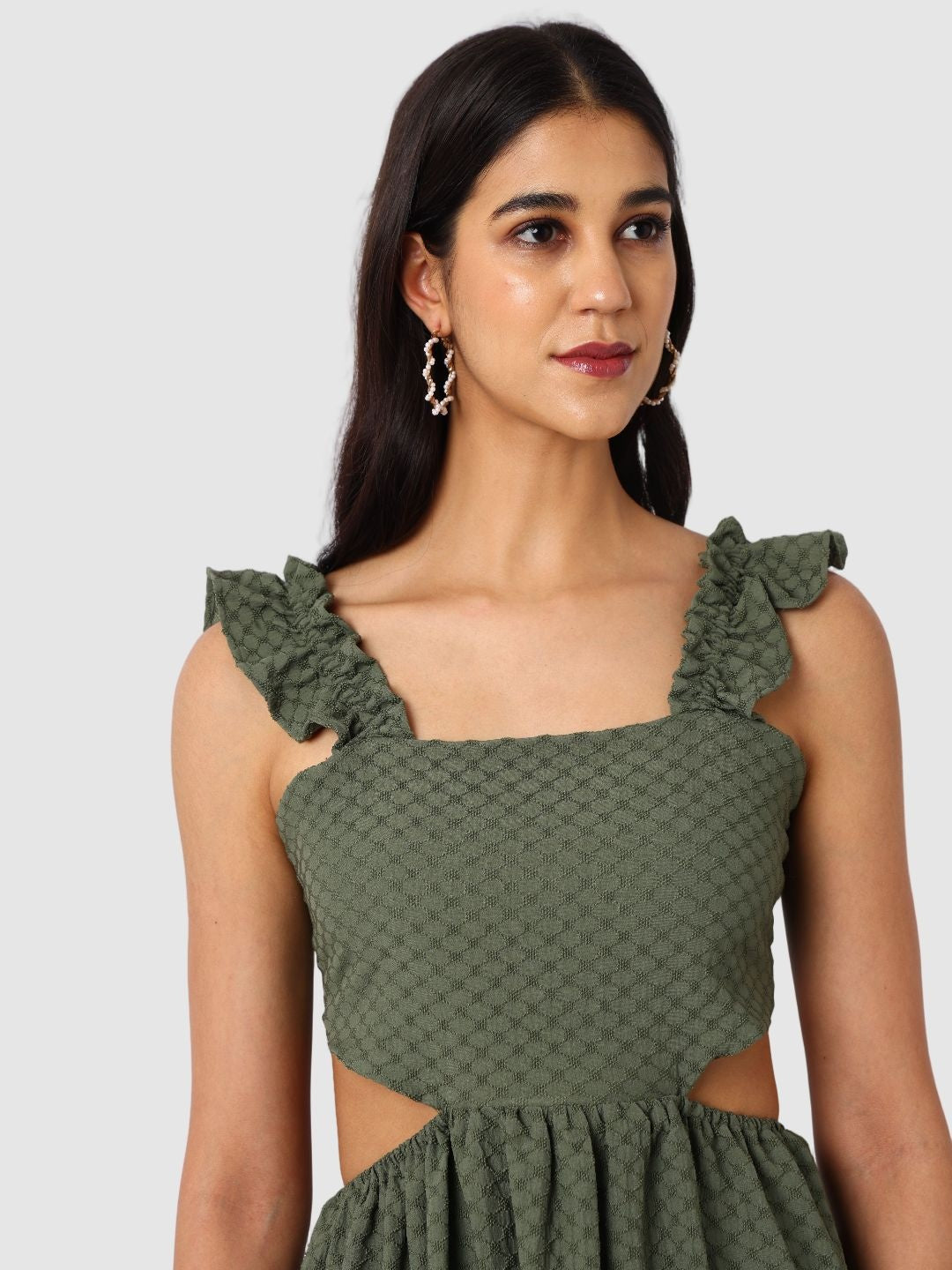 Women's Fit and Flared Textured Maxi Dress