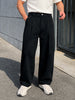 Men's Black Barrel Leg Fit Solid Retro Wear Jeans