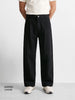 Men's Black Barrel Leg Fit Solid Retro Wear Jeans