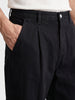 Men's Black Barrel Leg Fit Solid Retro Wear Jeans
