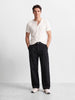 Men's Black Barrel Leg Fit Solid Retro Wear Jeans
