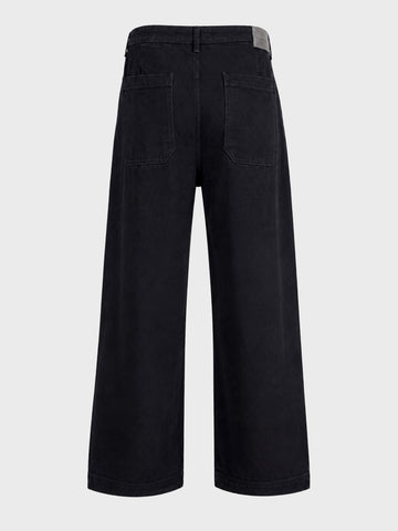 Men's Black Barrel Leg Fit Solid Retro Wear Jeans