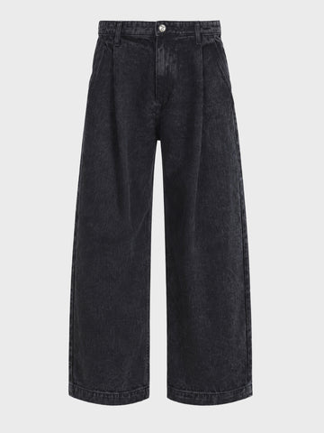 Men's Black Barrel Loose Fit Solid Casual Jeans