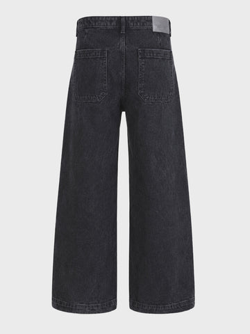 Men's Black Barrel Loose Fit Solid Casual Jeans