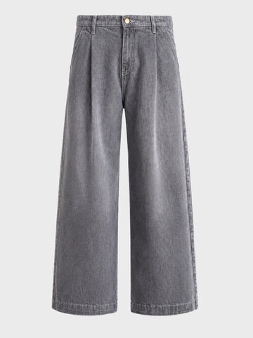 Men's Grey Barrel Loose Fit Solid Casual Jeans