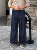 Men's Blue Barrel Leg Fit Solid Retro Wear Jeans