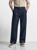 Men's Blue Barrel Leg Fit Solid Retro Wear Jeans