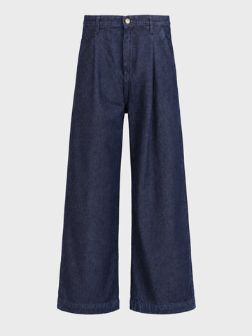 Men's Blue Barrel Leg Fit Solid Retro Wear Jeans