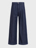 Men's Blue Barrel Leg Fit Solid Retro Wear Jeans