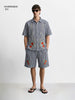 Men's Navy Blue Oversized Fit Embroidered Resort Wear Coordinates