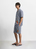 Men's Navy Blue Oversized Fit Embroidered Resort Wear Coordinates