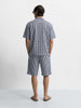 Men's Navy Blue Oversized Fit Embroidered Resort Wear Coordinates