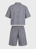Men's Navy Blue Oversized Fit Embroidered Resort Wear Coordinates