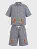 Men's Navy Blue Oversized Fit Embroidered Resort Wear Coordinates