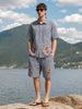 Men's Navy Blue Oversized Fit Embroidered Resort Wear Coordinates