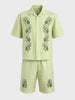Men's Green Oversized Fit Embroidered Resort Wear Coordinates