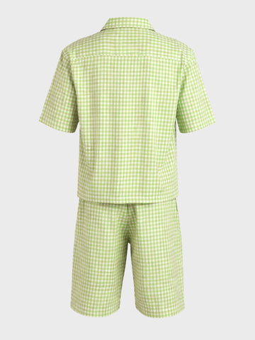 Men's Green Oversized Fit Embroidered Resort Wear Coordinates