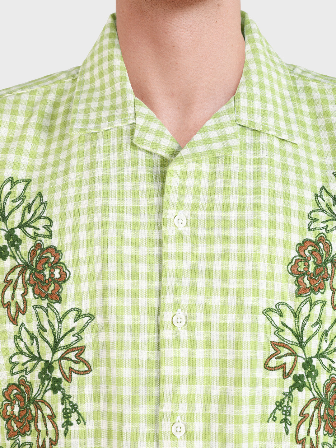 Men's Green Oversized Fit Embroidered Resort Wear Coordinates