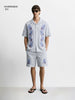 Men's Grey Oversized Fit Embroidered Resort Wear Coordinates