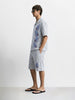 Men's Grey Oversized Fit Embroidered Resort Wear Coordinates