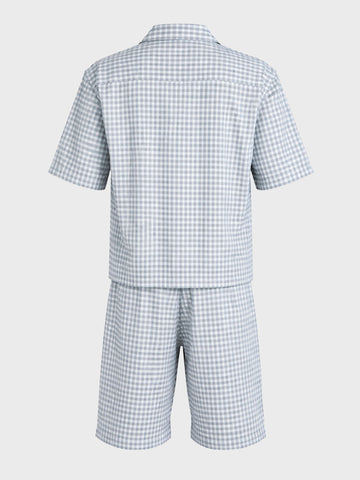 Men's Grey Oversized Fit Embroidered Resort Wear Coordinates