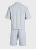 Men's Grey Oversized Fit Embroidered Resort Wear Coordinates