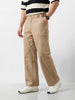 Men's Khaki Loose Fit Textured Utility Cargo