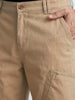Men's Khaki Loose Fit Textured Utility Cargo