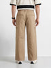 Men's Khaki Loose Fit Textured Utility Cargo