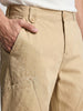 Men's Khaki Loose Fit Textured Utility Cargo