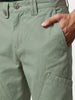 Men's Green Loose Fit Textured Utility Cargo