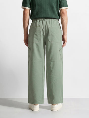 Men's Green Loose Fit Textured Utility Cargo