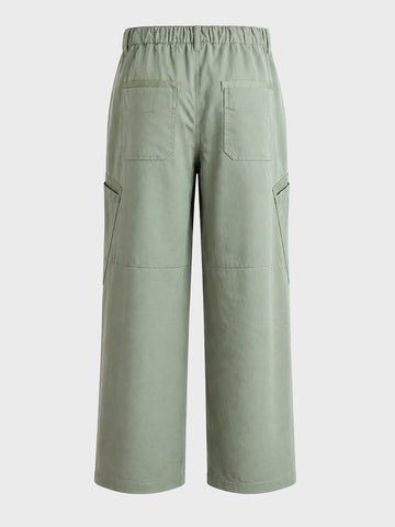 Men's Green Loose Fit Textured Utility Cargo