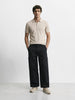 Men's Black Loose Fit Textured Utility Cargo