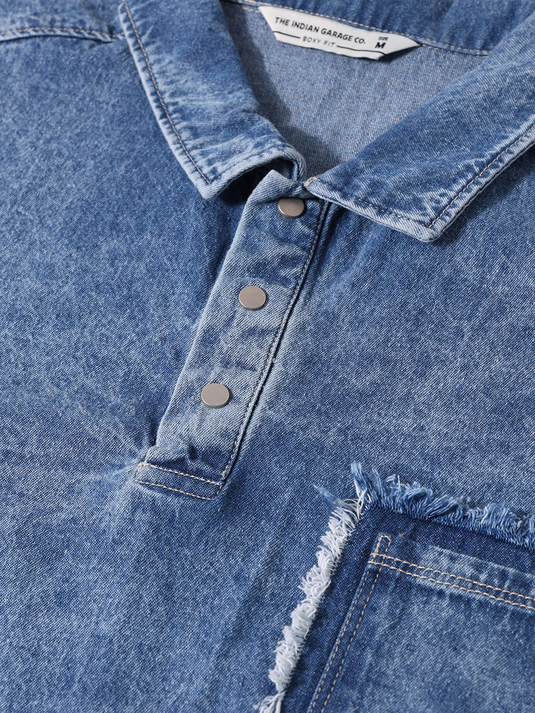 Men's Blue Boxy Fit Solid Retro T-Shirt