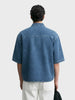 Men's Blue Boxy Fit Solid Retro T-Shirt