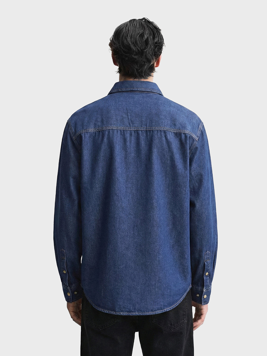 Men's Blue Relaxed Fit Solid Utility Shirt