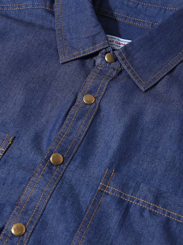 Men's Blue Relaxed Fit Solid Utility Shirt