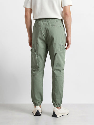 Men's Green Relaxed Fit Solid Utility Cargo