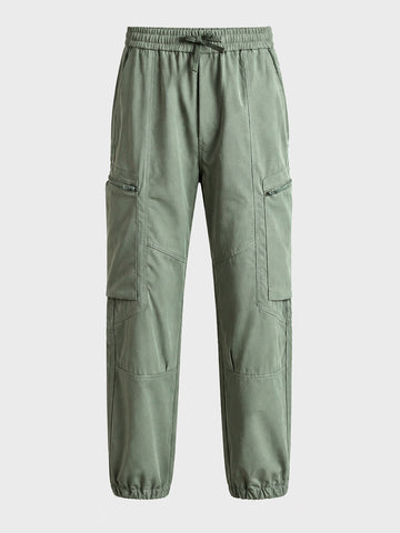 Men's Green Relaxed Fit Solid Utility Cargo