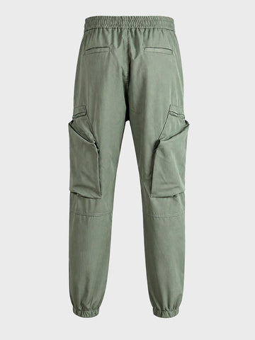 Men's Green Relaxed Fit Solid Utility Cargo