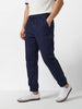 Men's Navy Blue Relaxed Fit Solid Utility Cargo