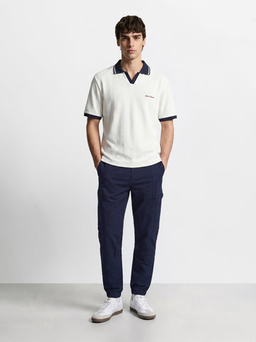 Men's Navy Blue Relaxed Fit Solid Utility Cargo