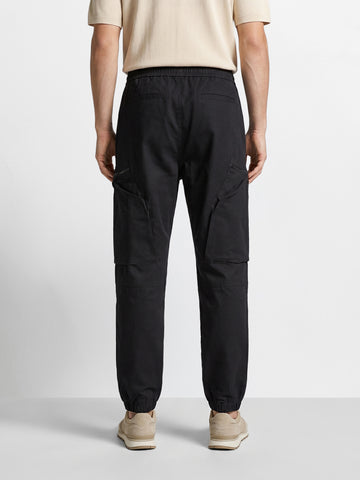 Men's Black Relaxed Fit Solid Utility Cargo