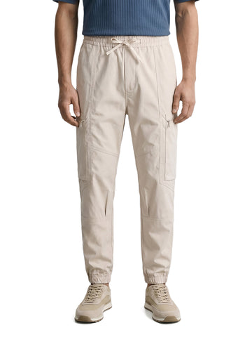 Men's White Relaxed Fit Solid Utility Cargo