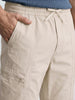 Men's White Relaxed Fit Solid Utility Cargo